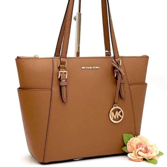 MICHAEL KORS CHARLOTTE LARGE TOP ZIP TOTE BAG LUGGAGE - Picture 1 of 11